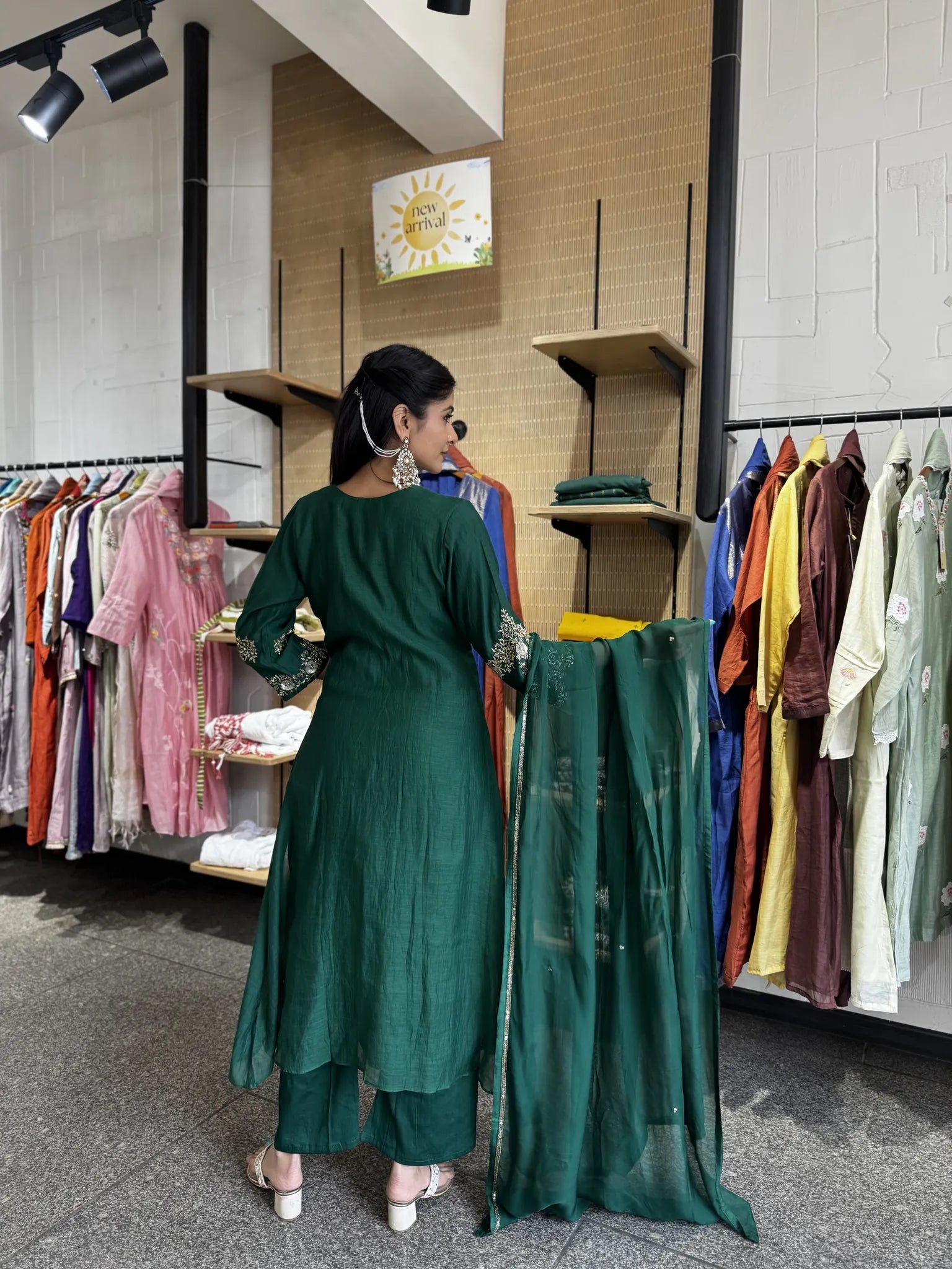 Anarkali Style A-Line Mul Chanderi Kurta Set