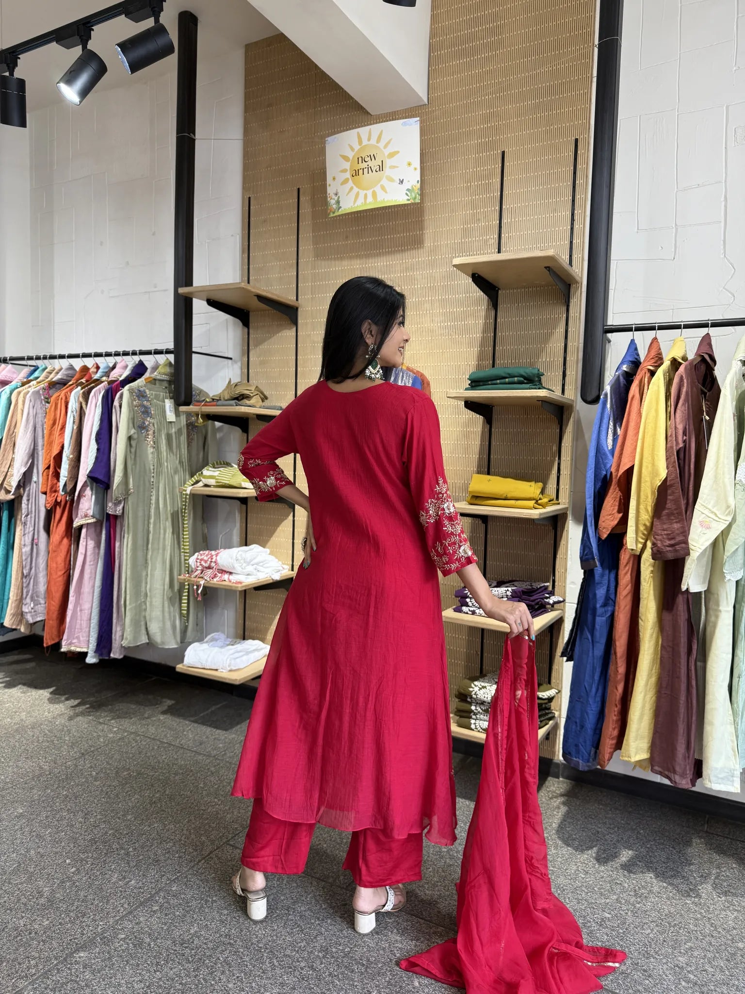 Anarkali Style A-Line Mul Chanderi Kurta Set
