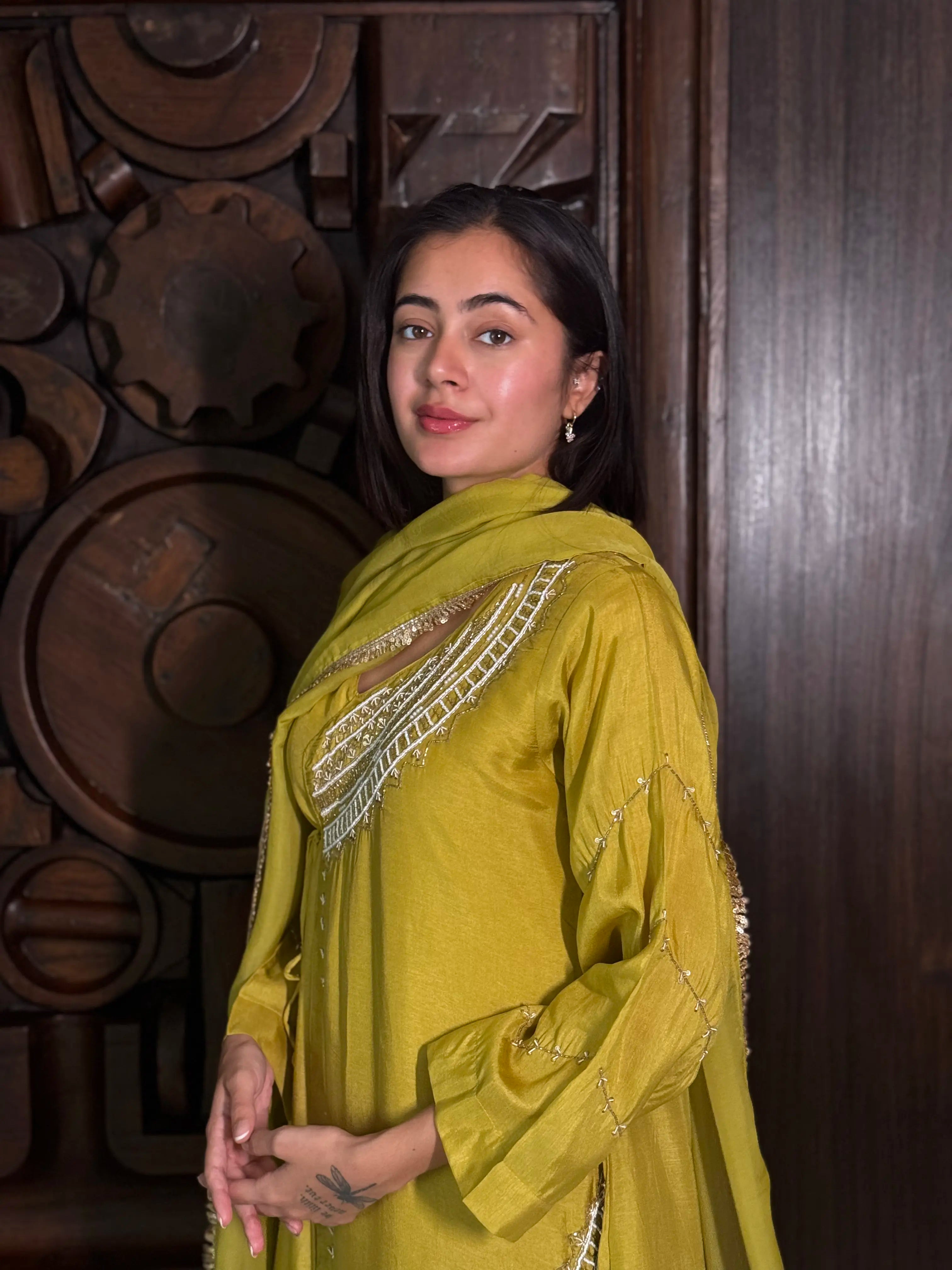 Front styling and fit view of mustard kurta set — Mustard Kurta Set
