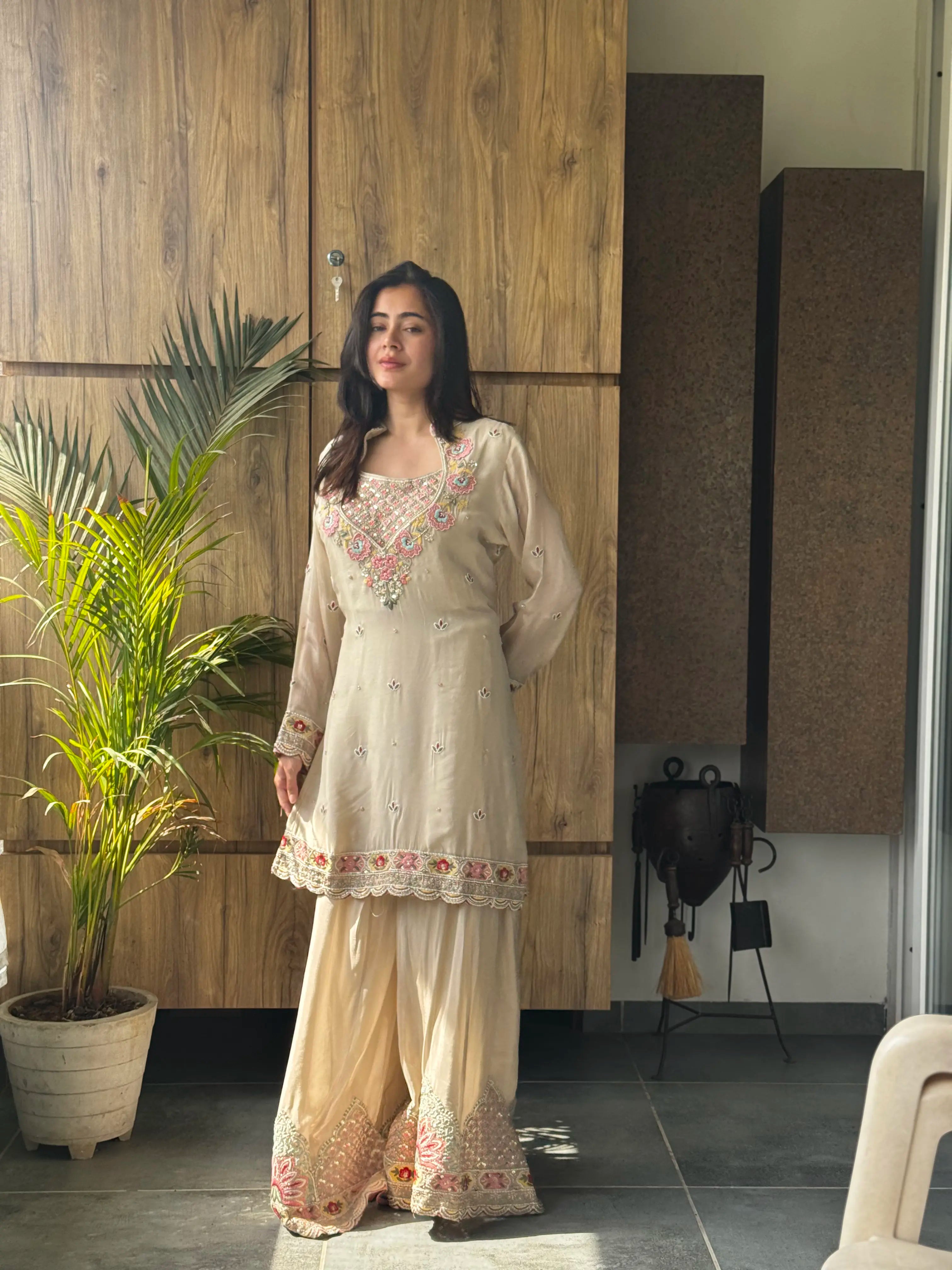 Off White Chinnon Co-ord Set for Women | Ethonique