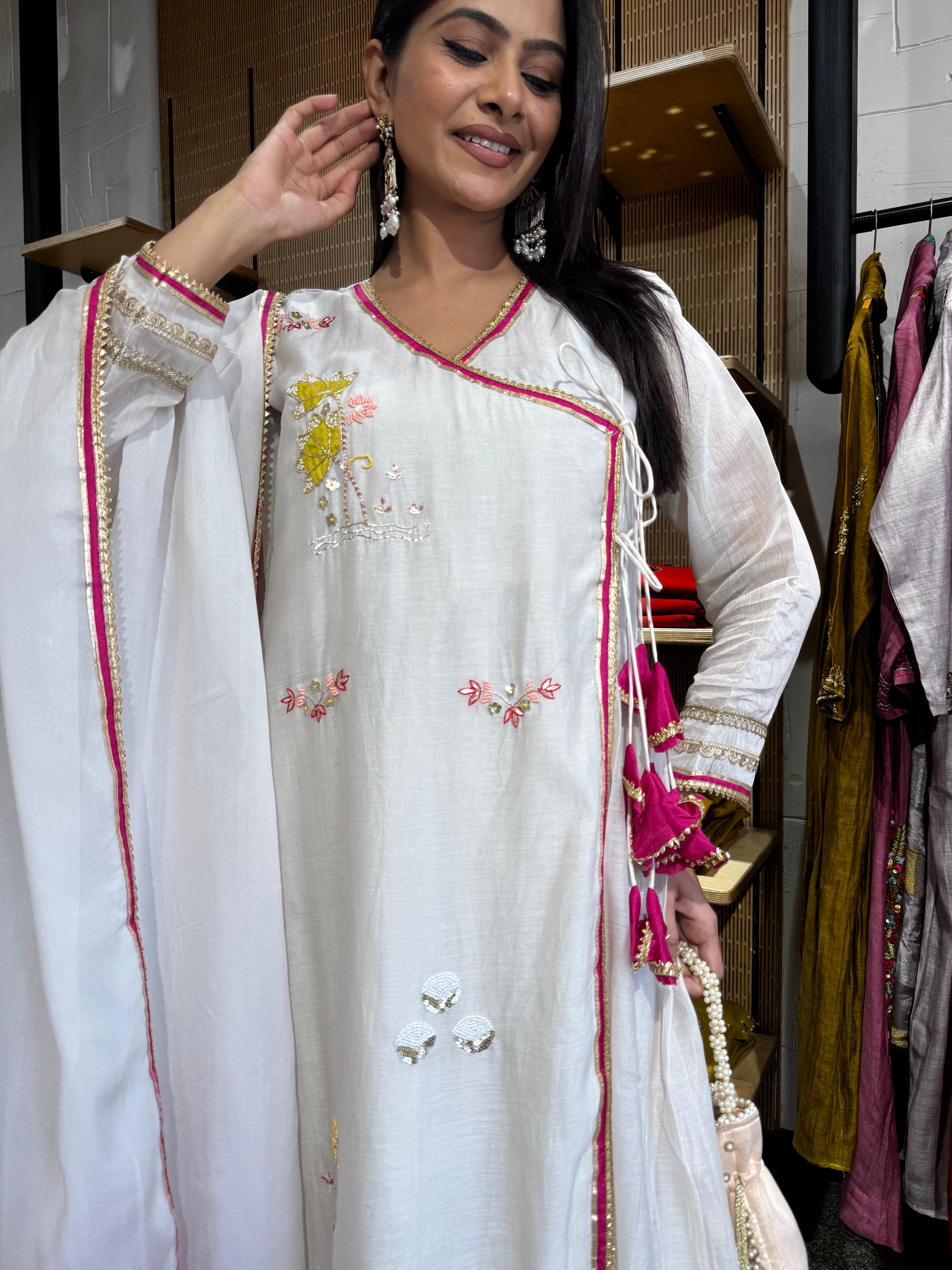 Front styling and fit view of white kurta set — White Kurta Set
