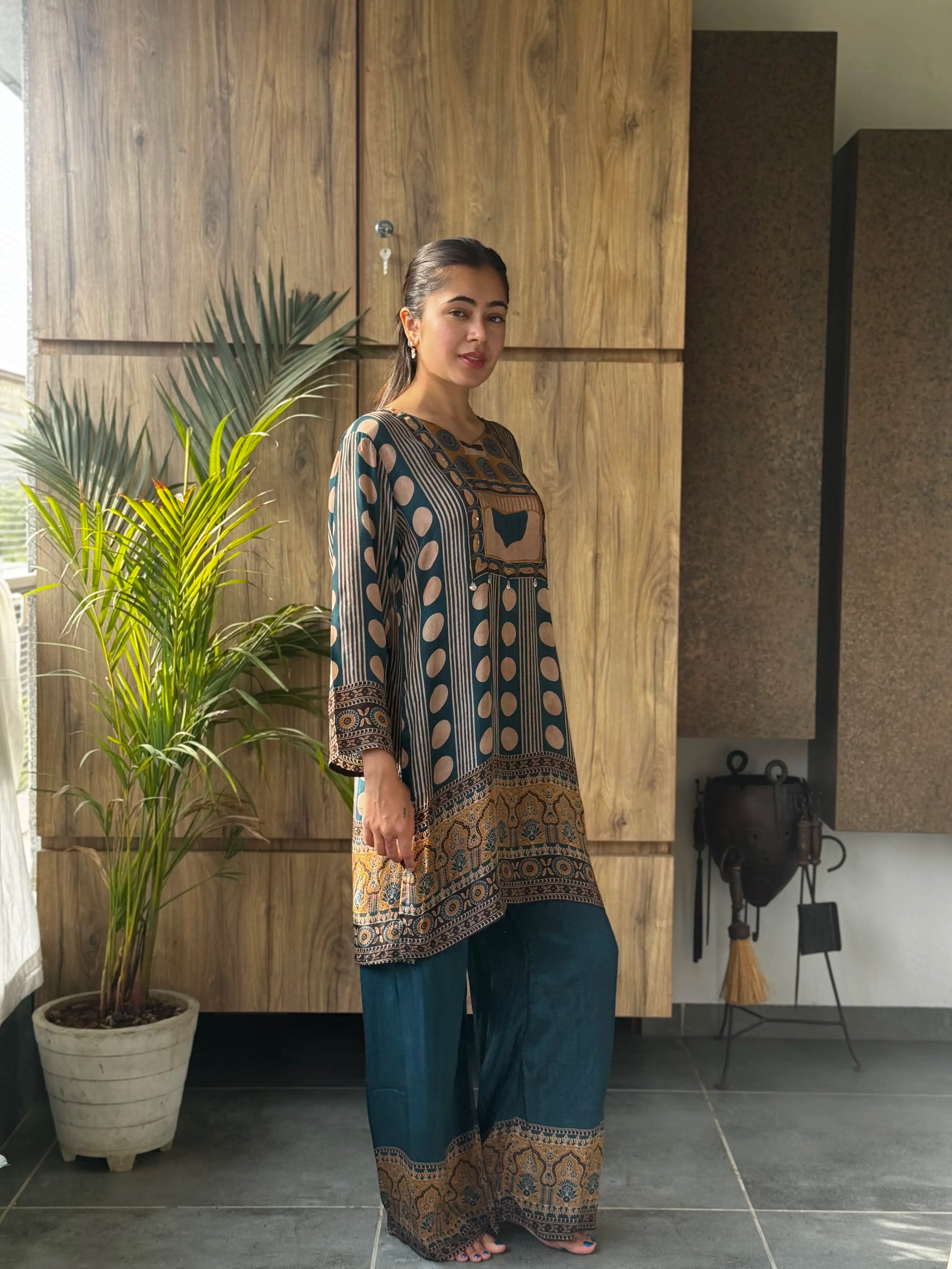 Full outfit view with styling details — Indigo Co-ord Set