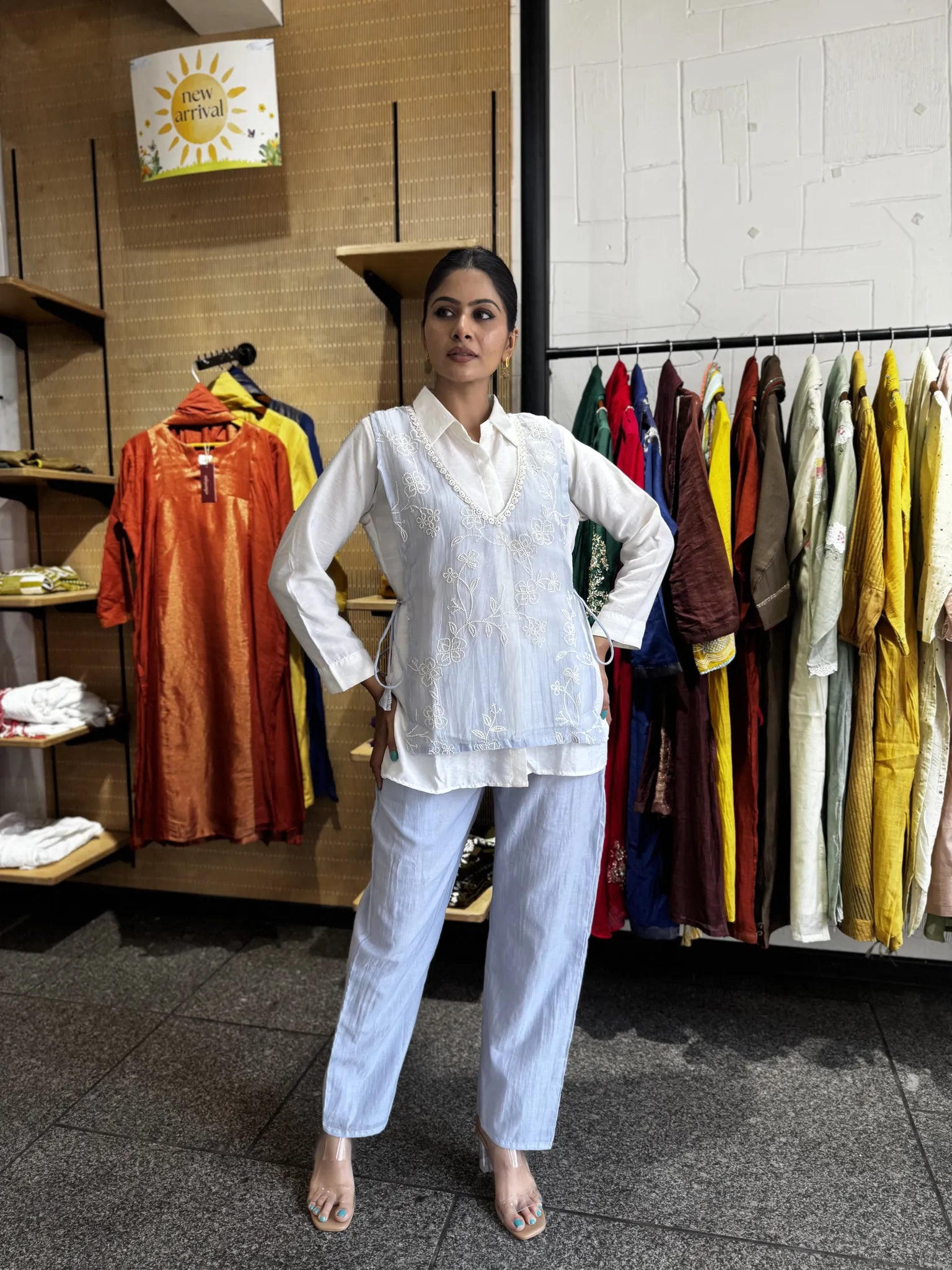 Mul Chanderi Jacket Style Co-ord Set for Women