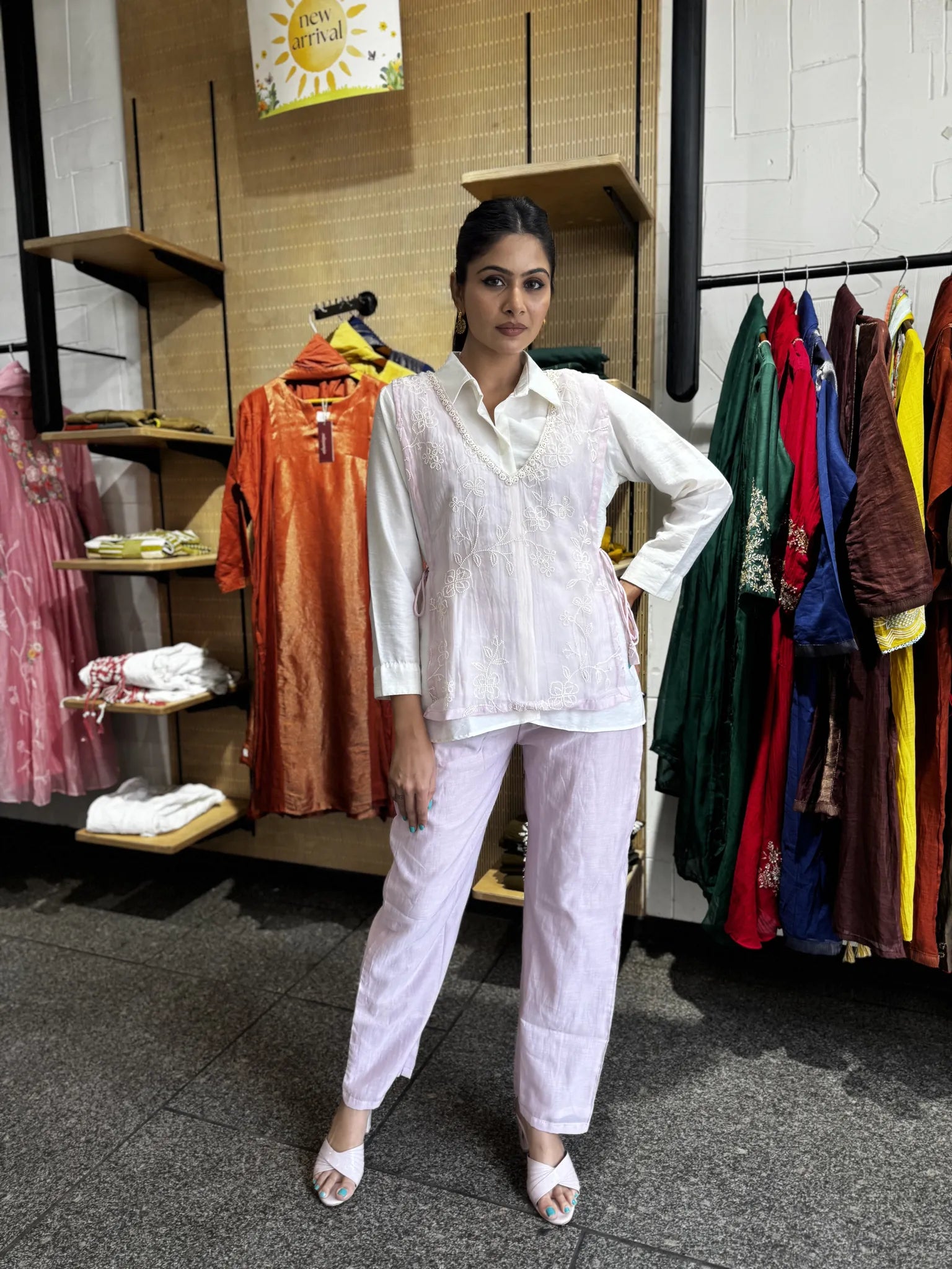Mul Chanderi Jacket Style Co-ord Set for Women